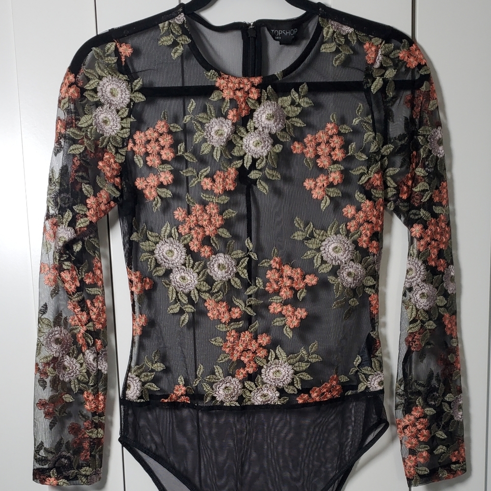 Floral BodySuit Top Shop Size 6